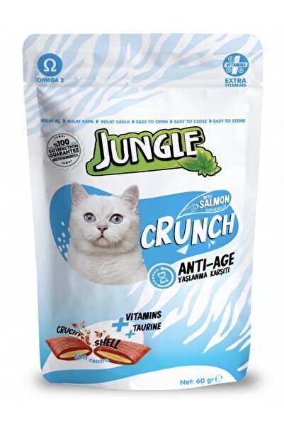Jungle Jungle Cat Treats for Adult Cats and Kittens, Salmon Crunchie, 70 pieces