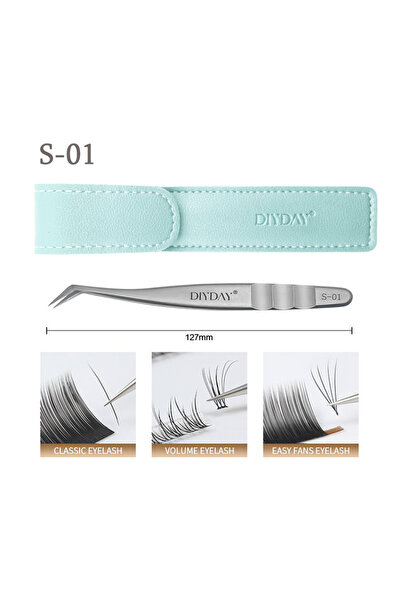 Choice3 ملقط فضي S-01 من DIYDAY، ملقط تمديد الرموش، ملقط حواجب دقيق من الفولا...