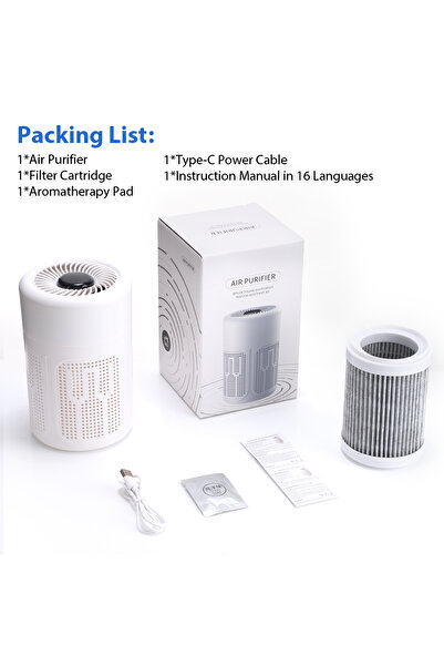 Choice جهاز تنقية الهواء المكتبي الصغير الأبيض مع فلتر HEPA وتقنية الأيونات السالبة ومنقي الهواء الهادئ والمحمول