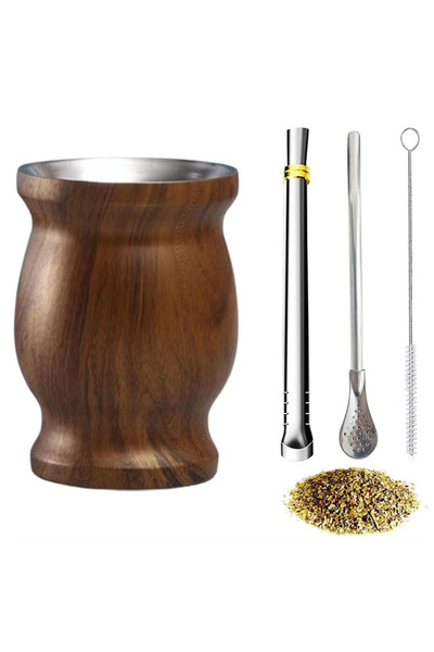 Choice مجموعة من 4 قطع سعة 8 أونصة، طقم أكواب يربا ماتي، جدار مزدوج من الفولا...