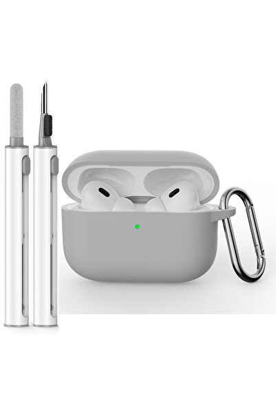 Choice غطاء رمادي فاتح لسماعات AirPods Pro 3 مع مجموعة تنظيف، غطاء واقٍ ناعم ...