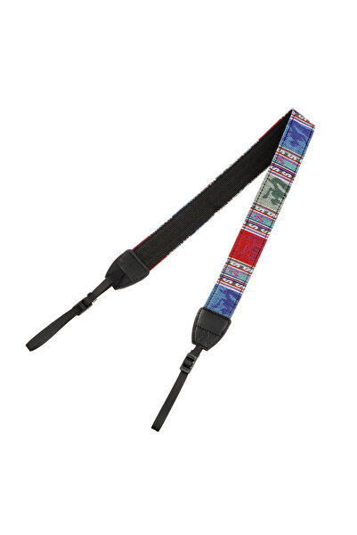 Choice 5 حزام كتف ورقبة كاميرا على الطراز العرقي متعدد الألوان من سلسلة جلد ا...