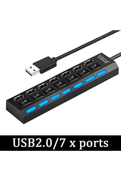 Choice 7 Port USB 2.0 7/4 Port USB HUB Splitter With Individual Switch USB3.0 2.0 Adapter Hub Multi-Port So