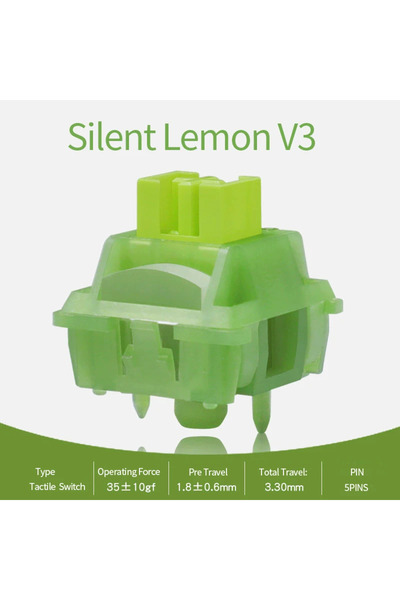 GGBEE 110pcs Silent Lemon V3 Outemu Silent Peach/Lemon V3 Switches Lubed Update V3 Switch Mechanical Keybo