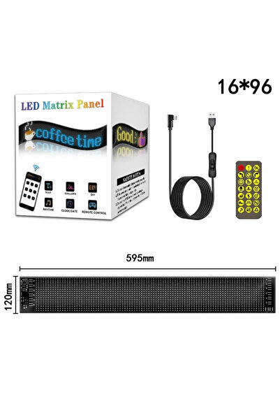 Choice شاشة عرض LED ذكية بمصفوفة بكسل 12 × 60 سم 16 × 96 مصباح LED بمنفذ USB ...