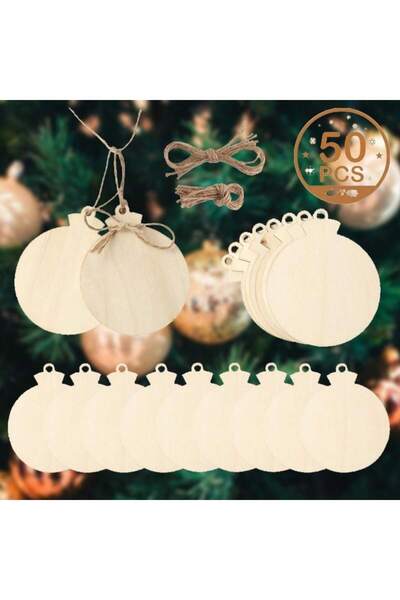 Choice مجموعة واحدة من 50 قطعة من زينة عيد الميلاد الخشبية الفارغة، زينة غير ...