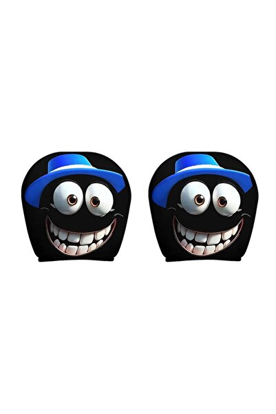 Choice 2pcs C Print Car Headrest Cover 2025 Halloween Universal Black Decoration Big-eye Car Seat Headrest