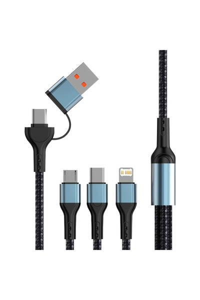 Choice كابل شحن سريع 5 في 1 PD USB بطول 1.2 متر لأجهزة iPhone 16 15 14 Androi...