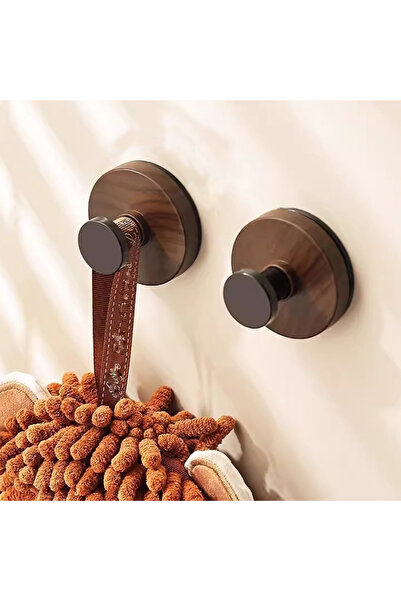 Choice خطافان من خشب الجوز مع قاعدة شفط - خطاف بدون حفر للحمام والمطبخ وباب ا...