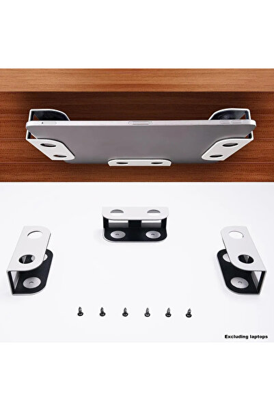 Vikefon حامل كمبيوتر محمول أبيض أسفل المكتب، حامل معدني أسفل المكتب للكمبيوتر المحمول، ماك ميني، ماك بوك، لوحة المفاتيح