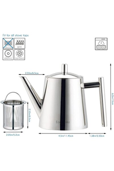 choice2 800ml Easyworkz Stainless Steel Tea Pot with Removable Tea Infuser, P...