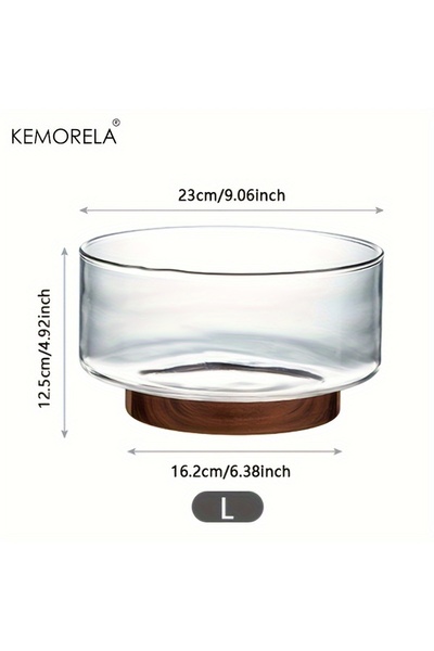 Choice وعاء فاكهة زجاجي كبير إبداعي، وعاء سلطة كبير بقاعدة خشبية، وجبات خفيفة، فشار، مكسرات، أوعية تخزين المنزل كريس.