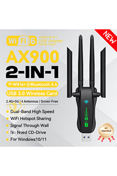 Choice AX900 WIFI6 BT5.4 900Mbps WiFi Network Card 2.4G/5Ghz Bluetooth 5.4 Wi-Fi Dongle AX900 USB3.0 4-Ante