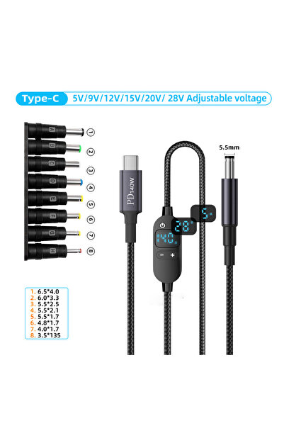 Choice SX-TYX-8K-ZJT 140W USB C to DC Power Cable 140W Type C to 5V 9V 12V 15...