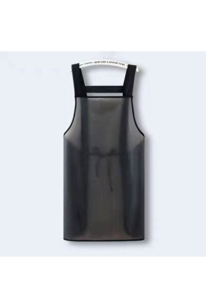 Choice مريلة مطبخ من مادة البولي فينيل كلوريد مقاومة للماء وشفافة سوداء اللون بطول 75 سم بدون جيوب، مقاومة للأوساخ والزيت