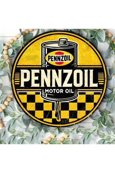 Miniso Round 20X20CM 7.8 Inch Vintage Round Aluminum Pennzoil Motor Oil Retro...