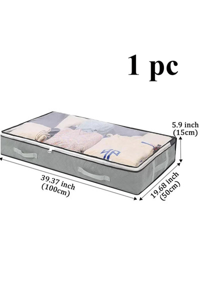 Choice GRAY Dustproof under-bed storage box with reinforced handles, suitable for quilts, blankets, pillows