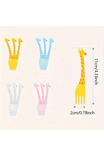 Choice polychrome 12pcs - Reusable Giraffe Exquisite Fruit Fork - Perfect for Snacks, Cakes, and Fruit Deco