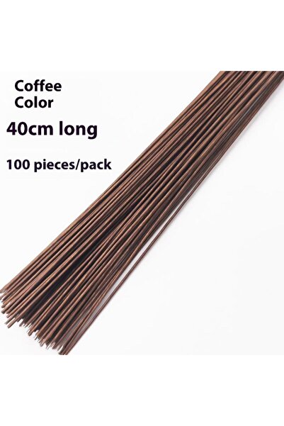 Choice قهوة 100 قطعة 40 سم مادة زهور اصنعها بنفسك سيقان سلكية للزهور الخضراء ...