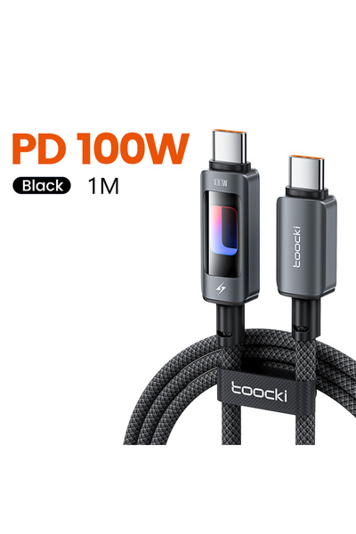 Toocki 1 قطعة كابل USB C إلى USB C أسود بطول 1 متر PD 100 واط كابل شاحن سريع ...