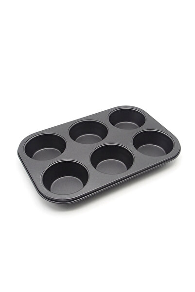 Choice صينية كب كيك سوداء 6 فتحات 6 أكواب صينية مافن غير لاصقة من الفولاذ الك...