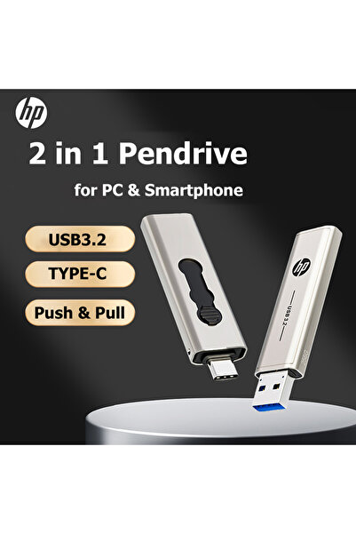 HP 256GB Silver 100% Original OTG Type C USB3.2 USB Flash Drive Pendrive 256GB 128GB 64GB 2 in 1 U-d