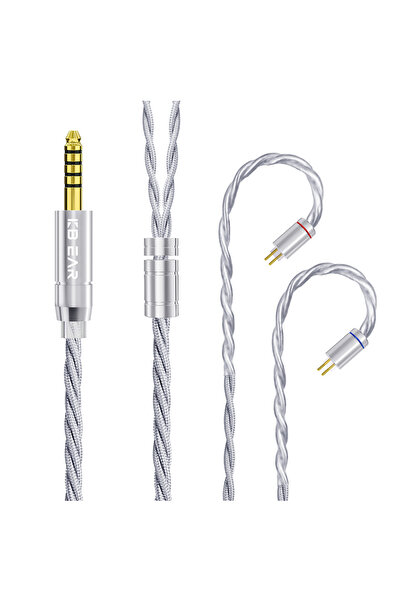 Choice سلك استبدال سماعة الأذن KBEAR ST20 رباعي النواة بطول 1.2 متر، 2 سنون، 4.4 بوصة، كابل OCC مطلي بالفضة ومغطى بطبقة من سبيكة O