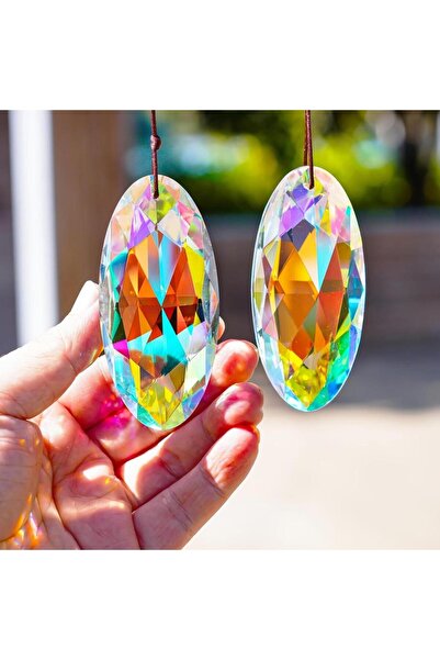 Choice قلادة منشورية من الكريستال على شكل مصيدة شمس من قطعتين مقاس 89 مم/3.5 ...