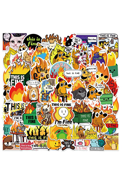 Choice ملصقات مضحكة متعددة الألوان، 50 قطعة، مكتوب عليها This Is Fine، ملصقات...