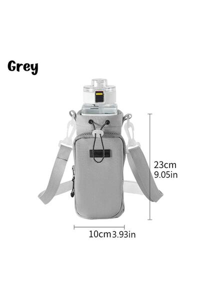 Choice حقيبة زجاجة مياه محمولة رمادية اللون مع حزام كتف قابل للتعديل وغطاء كو...
