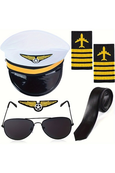 Choice 24PLSET577 ملابس حفلات الطيارين والإكسسوارات قبعة الطيار وكتف النظارات...
