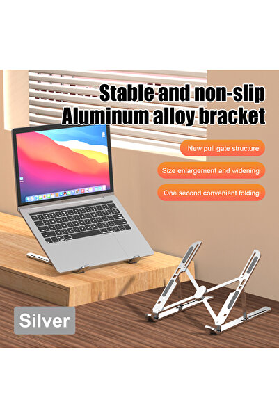 Choice حامل كمبيوتر محمول من سبائك الألومنيوم الفضي قابل للتعديل وقابل للطي و...