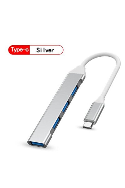Choice موزع USB 3.0 جديد من النوع C - فضي، موزع USB 4 منافذ عالي السرعة من النوع C بسرعة 5 جيجابت في الثانية لأجهزة الكمبيوتر الشخصية