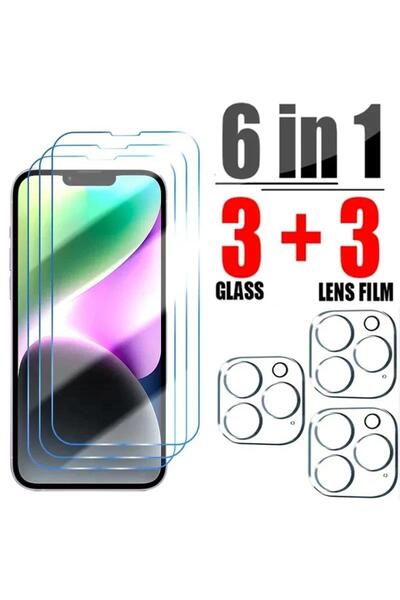 Choice13 واقي شاشة زجاجي مقوى 6 في 1 لهاتف آيفون 15 برو، يتضمن 3 قطع زجاجية و...