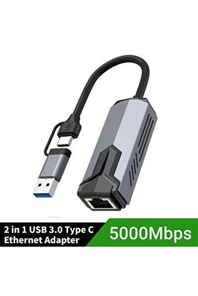 choice2 محول بطاقة شبكة USB بأسلاك 2 في 1 من kebidumei بسرعة 5000 ميجابت في ا...