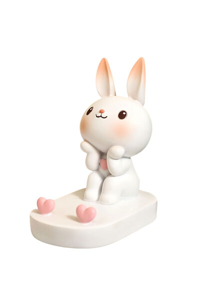 Choice حامل هاتف محمول على شكل أرنب كرتوني أبيض قطعة واحدة لتزيين سطح المكتب ...