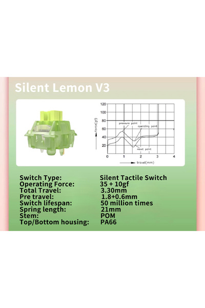 Choice 90pcs Silent Lemon V3 Outemu Silent Lemon V3 Switches Silent Peach V3 Switches Pre-Lubed Mechanical