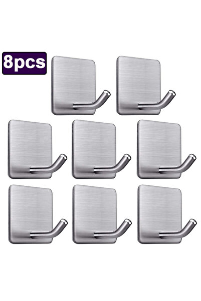 Choice فضي - 8 قطع من خطافات الحائط المصنوعة من الفولاذ المقاوم للصدأ 304 ذات...