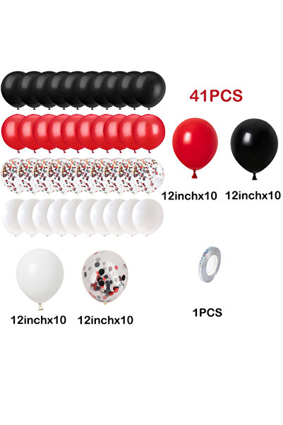 Choice كما في الصورة رقم 1 مجموعة بالونات حمراء وسوداء وبيضاء ديكور حفلات كازينو سباق البالونات عيد الميلاد الأول والتخرج
