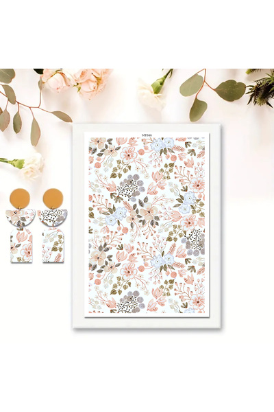 Choice5 أقراط مجوهرات من طين البوليمر بنقشة قلب وزهرة جميلة MT846، ورق نقل ال...