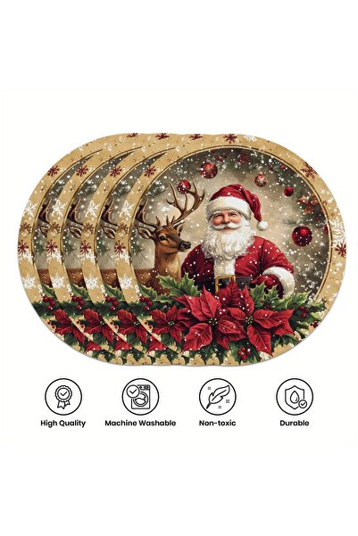 Choice YM-4 قطع 38 × 38 سم (1 × 1 قدم) مفارش طاولة فيكاما سانتا كلوز ذات الحو...