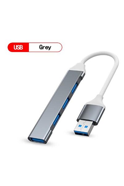 Choice موزع USB 3.0 جديد رمادي اللون مزود بأربعة منافذ USB موزع USB عالي السرعة من النوع C بسرعة 5 جيجابت في الثانية لملحقات الكمبيوتر الشخصي