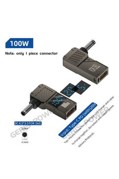 Choice 4.5X3.0mm (for Dell) 65W 90W 100W USB Type C PD to Laptop Computer Notebook Power Adapter Converte