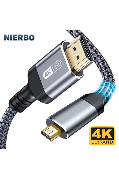 Choice 2 m NIERBO Micro HDMI to HDMI Cable Male to Male Braided Cord Adapter 2.0 4K@60HZ 2K@165HZ 18Gbps Co