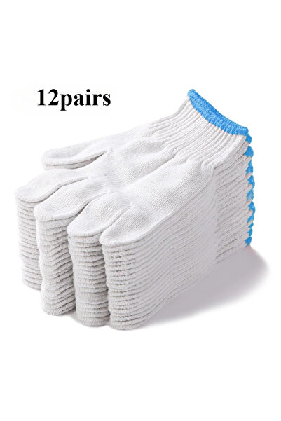 Choice 24pcs Protective Gloves Cotton Thread Gloves Work Thick Nylon White Ya...