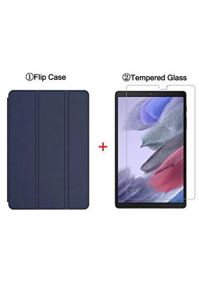 Choice جراب نحيف من الزجاج باللون الأزرق الداكن لجهاز Tab A7 Lite 8.7 بوصة 2021 SM-T220 SM-T225 قابل للطي