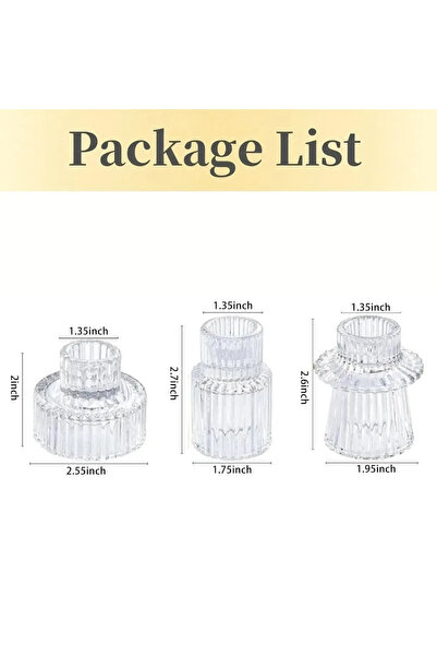 Choice 3 قطع من حاملات الشموع الزجاجية الشفافة ذات الوجهين المدببة، شمعدان زف...