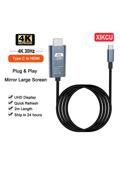 Choice كابل 2 متر من النوع C من PVC بدقة 4K وتردد 30 هرتز إلى USB C عالي الدق...