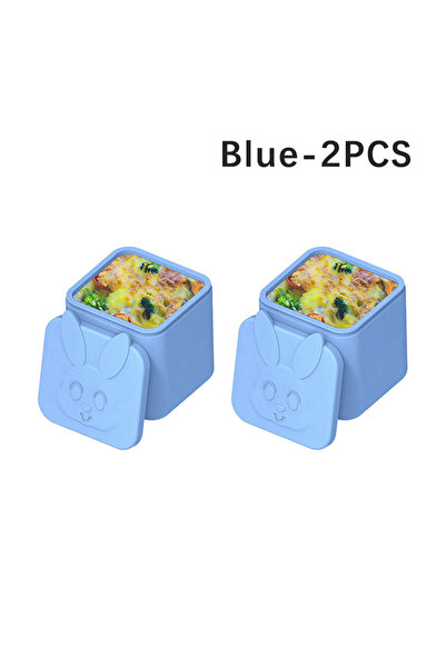 Choice Blue-2PCS Non-stick Silicone Lunch Box For Kids Sauce container With L...