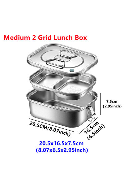 Choice Medium 2 Gird 304 Stainless Steel Lunch Bento Box,for Kids Adults Port...